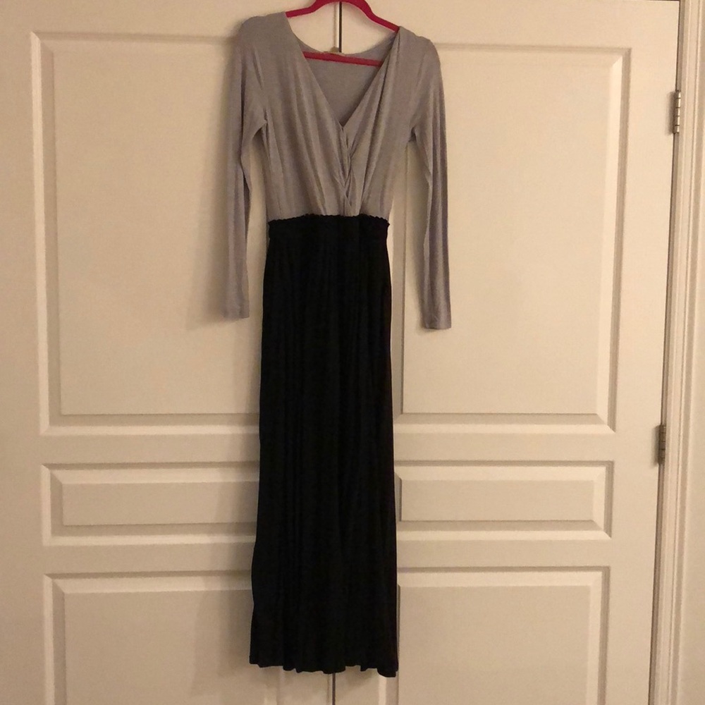 Anthropologie dress maxi grey black small jersey